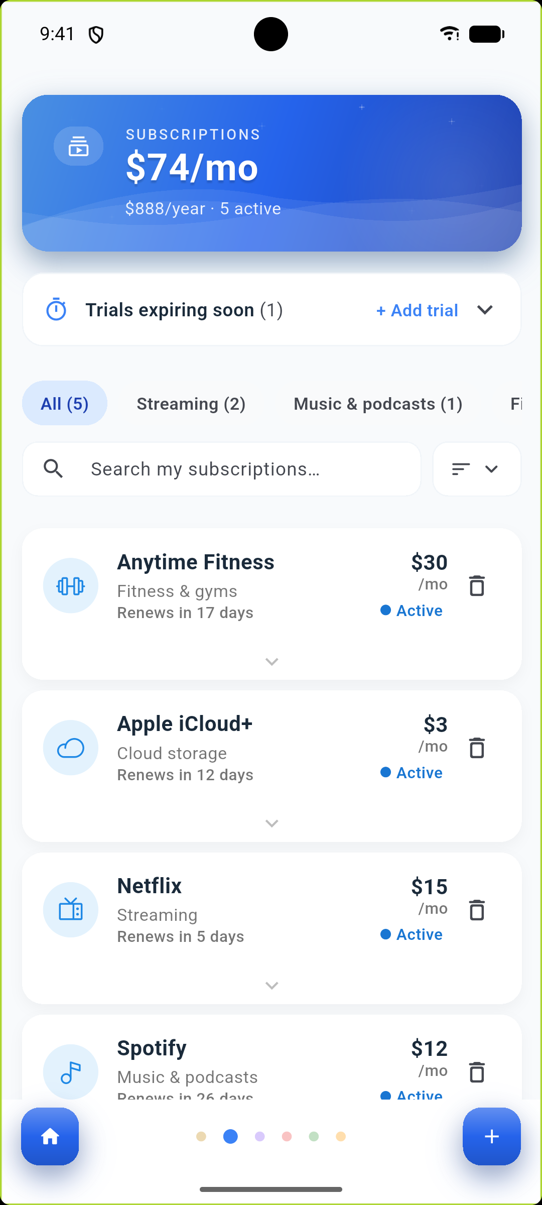Drypp subscriptions overview